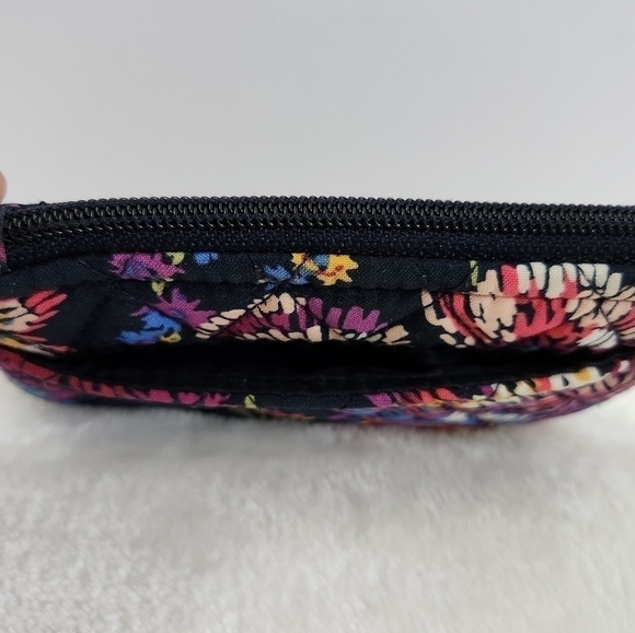 VERA Bradley Lighten Up Midnight Wildflowers Mini Coin Pouch Credit Card Bag - Picture 5 of 11